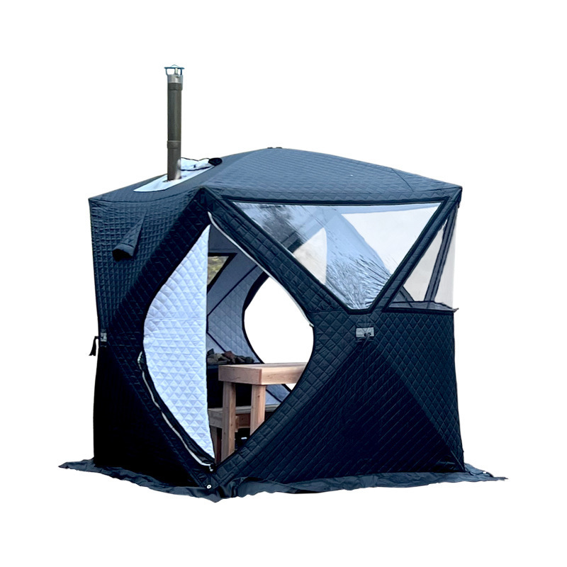 2-4 Person Ice Fishing Tent Pop up Ice Shanty Thicken Warm Winter Sauna Tent with Carrying Bag