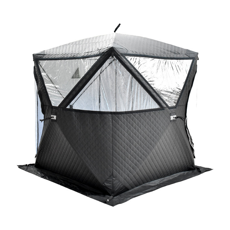 2-4 Person Ice Fishing Tent Pop up Ice Shanty Thicken Warm Winter Sauna Tent with Carrying Bag