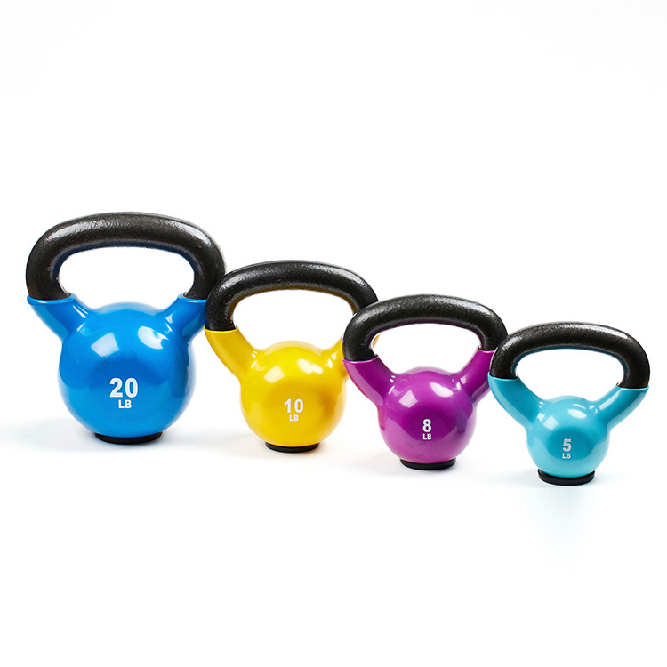 New design Solid handle 4kg 6kg 8kg 10kg 12kg 16kg  Colorful Vinyl cast iron kettlebell