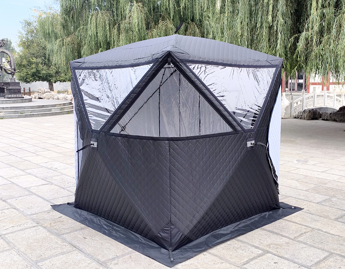 2-4 Person Ice Fishing Tent Pop up Ice Shanty Thicken Warm Winter Sauna Tent with Carrying Bag