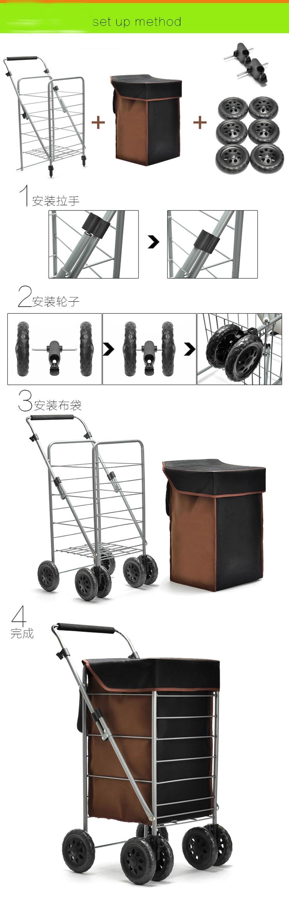 foldable shopping trolley bag universal wheels big capacity bag folding shopping cart