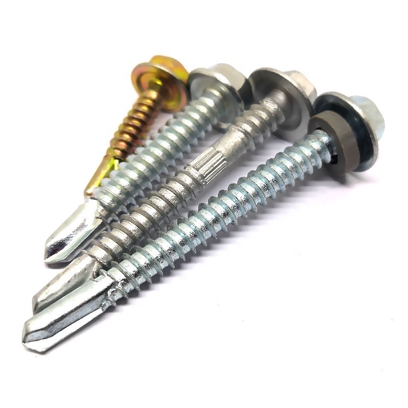 Stainless Steel Phillips Flat Truss Wafer Pan Button Hex Washer Head Sandwich Roof Self Drilling Screws With Epdm Washer