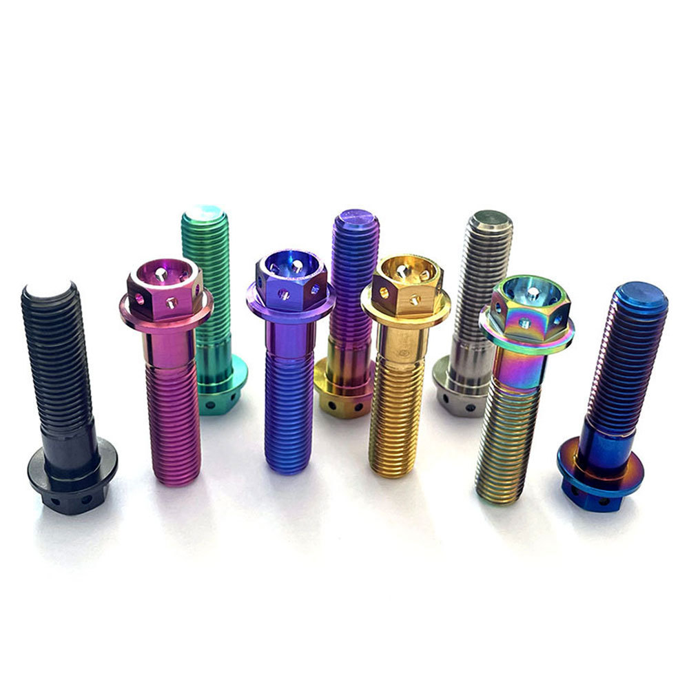 Hot Selling Anodized Surface Is Not Easy To Rust Colorful Titanium Alloy Bolts Screw Motorcycle M8 M6 Head Hexagon Bolt Screw