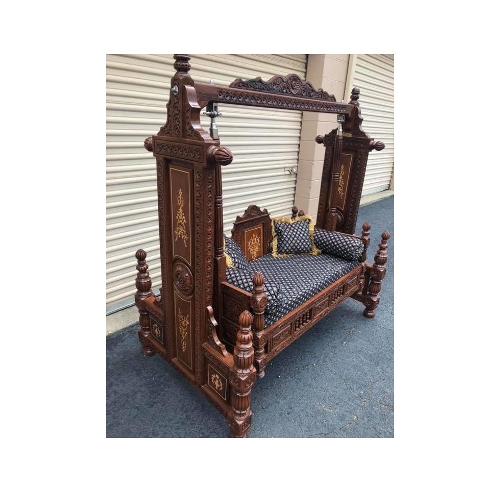 Teak Wood Maharaja Swing For Home Decor Best Teak Wood Carved Home Swing for Home Decoration