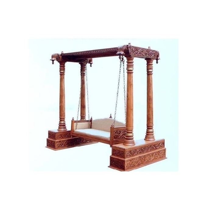 Wooden Carved Swing Heavy Hand Carved Indian Teak Wood Swing Traditional Maharaja Handcrafted Swing