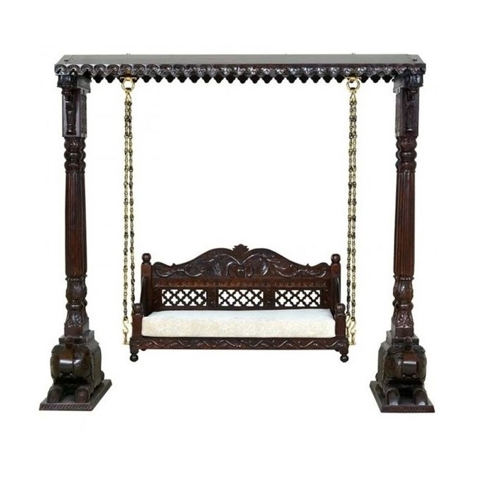 Handmade solid Teak wooden fine carved ceiling swing Indoor swing for home Traditional ceiling swing