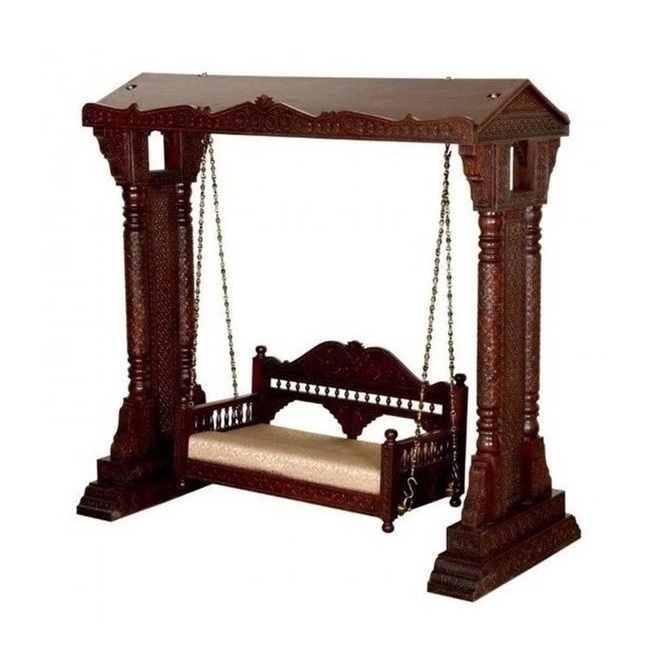 Handmade solid Teak wooden fine carved ceiling swing Indoor swing for home Traditional ceiling swing