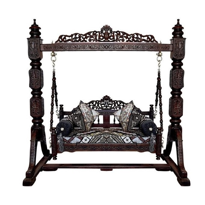 Wooden Carved Jhula Swing Teak wood Residential Area Wooden Outdoor Swing Handmade