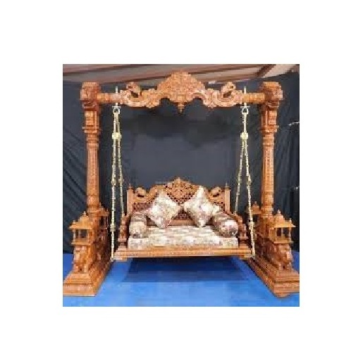 Traditional Heavy Carved swing for Living Area Modern Carved Teak Wood Porch Swing Teak Wood three Seater Swing for Home