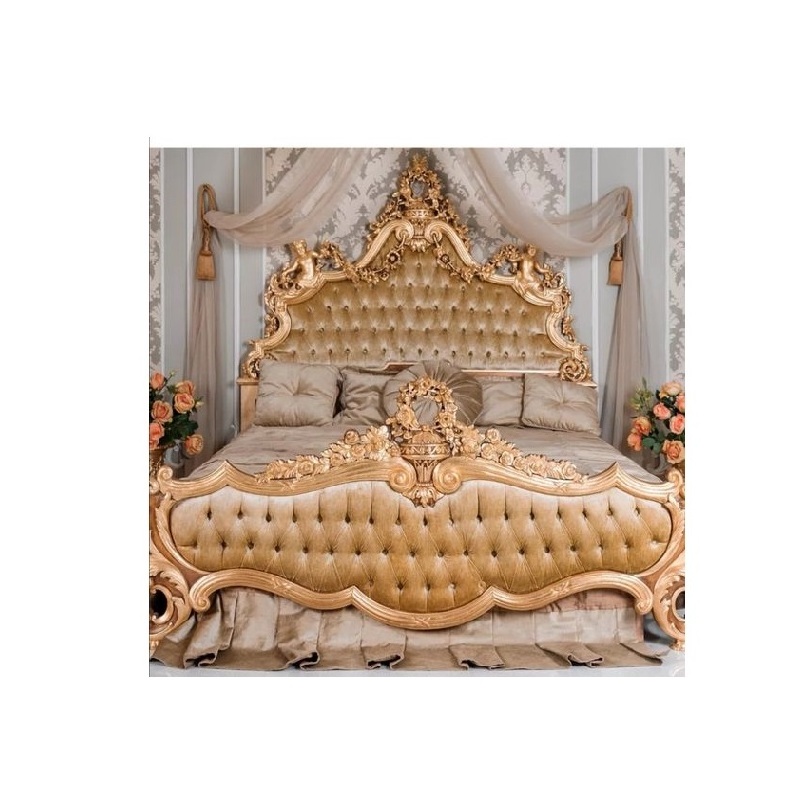 Luxury Baroque Style Round Castle Bed Romantic Circle Shape Teak Wood Bed European Double Bed in Round Shape