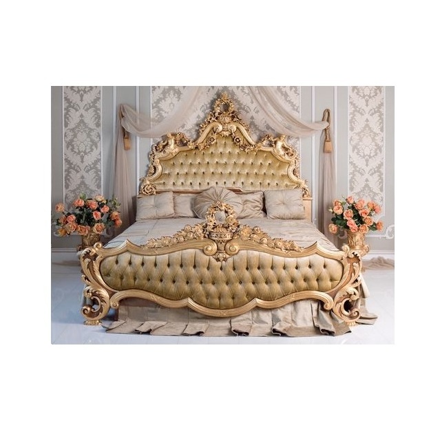 Luxury Baroque Style Round Castle Bed Romantic Circle Shape Teak Wood Bed European Double Bed in Round Shape