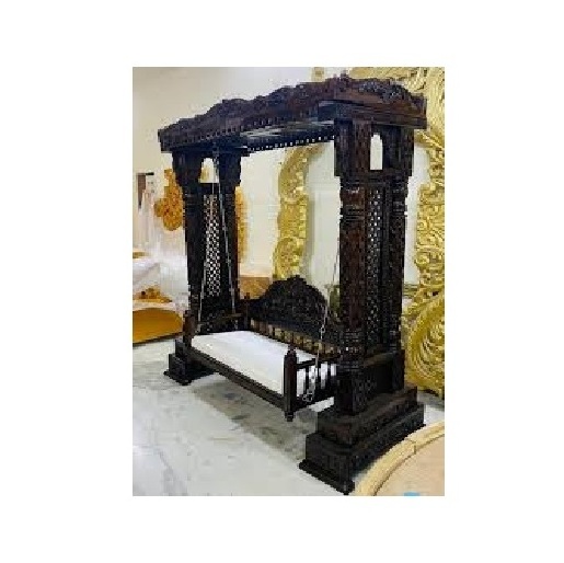 Antique Dark Brown Swing For Home Beautiful Living Room Swing From Teak Wood Peacock Carved Swing