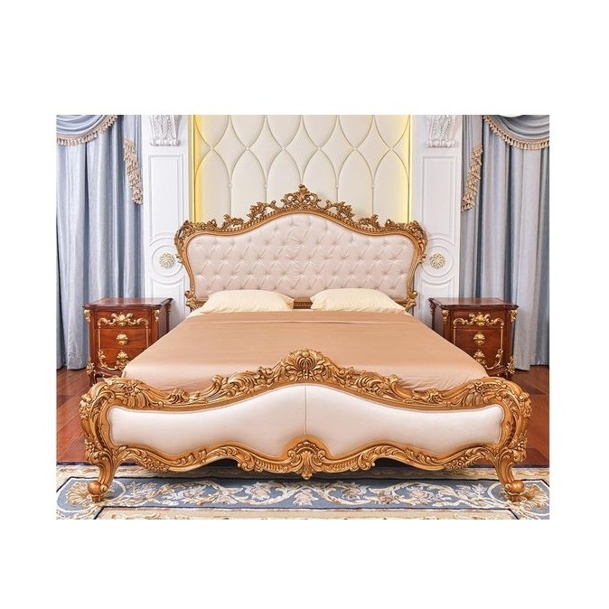 Luxury bedroom set white tufted king size leather beds with storage Royal Unique Bedroom Furniture Sets