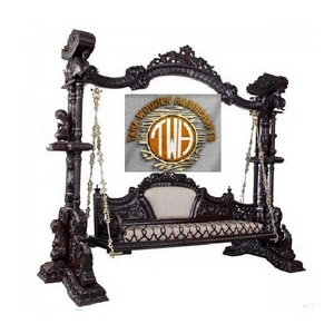 Indian Carved Wooden Peacock Swing Royal Antique Design Wooden Swing Traditional Antique Polished Swing Manufacture