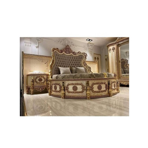 Luxury Baroque Style Round Castle Bed Romantic Circle Shape Teak Wood Bed European Double Bed in Round Shape