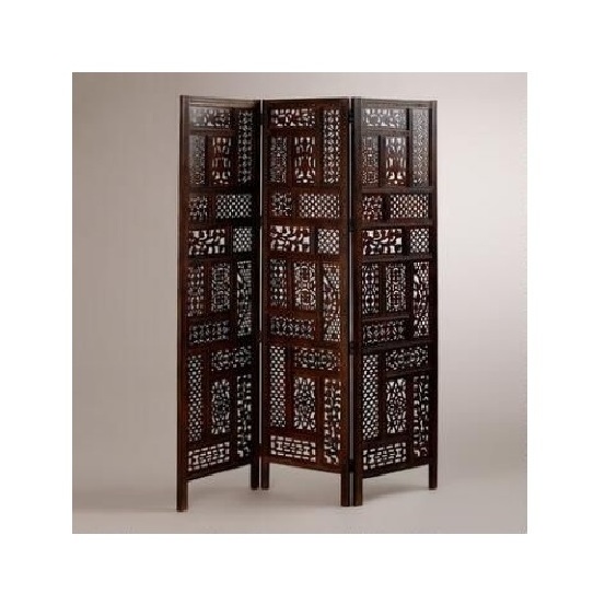 Handcrafted 4 Panel Wooden Partition for Living Room Wooden Divider for Living Room