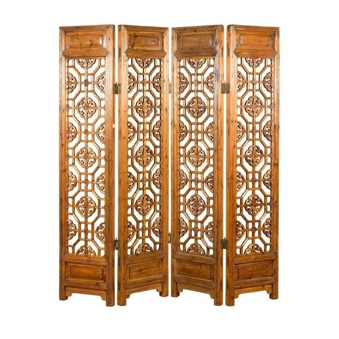 Wooden Partition in Colonial Style Design Decorative Panel Mango Wood Screen Partition Room Divider