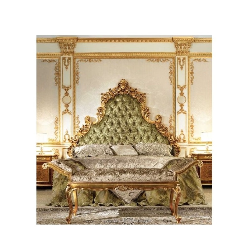 Hand Carved Indian Solid Mango Wood Rustic Wooden Double Bed King Size Bed Queen Size Bed