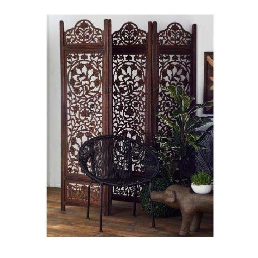 Handcrafted 4 Panel Wooden Partition for Living Room Wooden Divider for Living Room