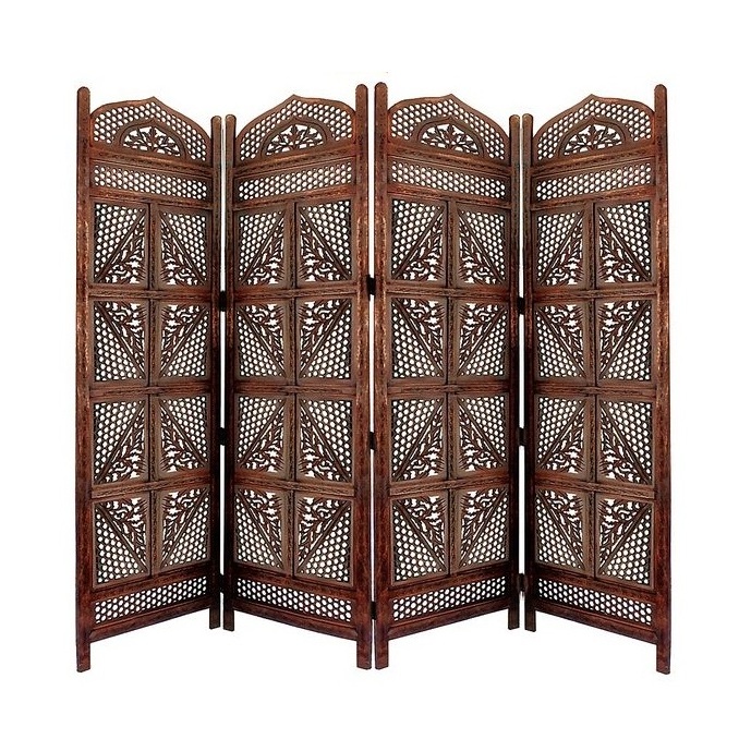 Wooden Partition in Colonial Style Design Decorative Panel Mango Wood Screen Partition Room Divider