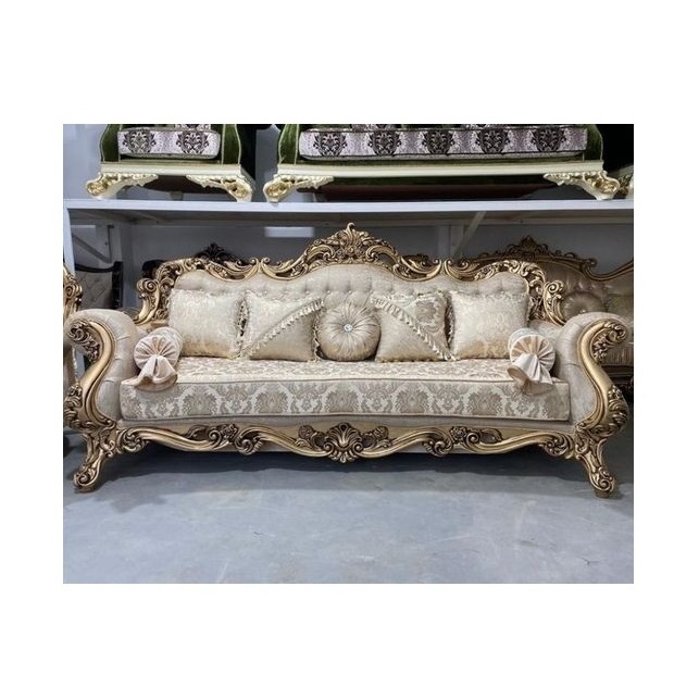 French Tufted Settee Damask Fabric French Sofa Tufted Bench Vintage Furniture Antique Baroque Furniture