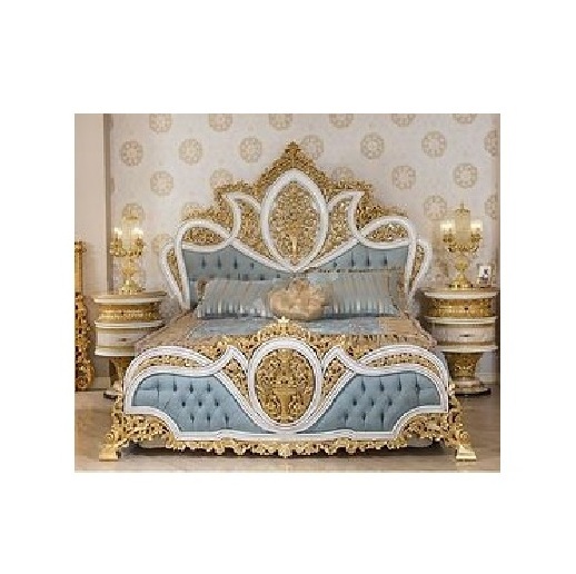 Hand Carved Indian Solid Mango Wood Rustic Wooden Double Bed King Size Bed Queen Size Bed