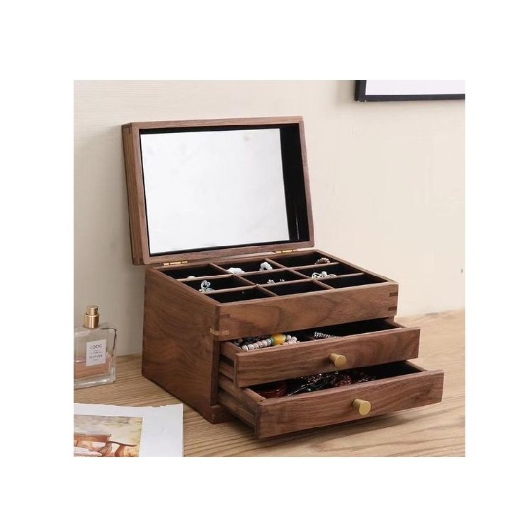 Premium Vintage Jewelry Organizer Box with Drawers Black Walnut Jewelry Box Antique Jewelry Display box