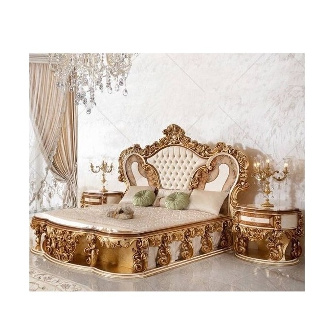 European classical wood carving bed adult princess bedroom solid wood bed