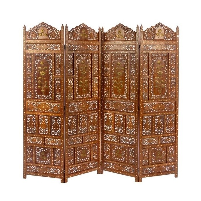 Wooden Partition in Colonial Style Design Decorative Panel Mango Wood Screen Partition Room Divider