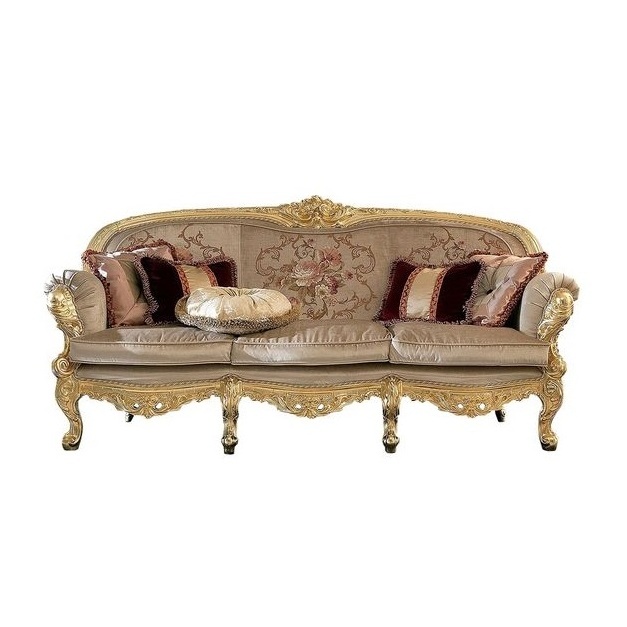 Grand and Elegant Golden palace 3seater sofa in refined beige Italian fabric