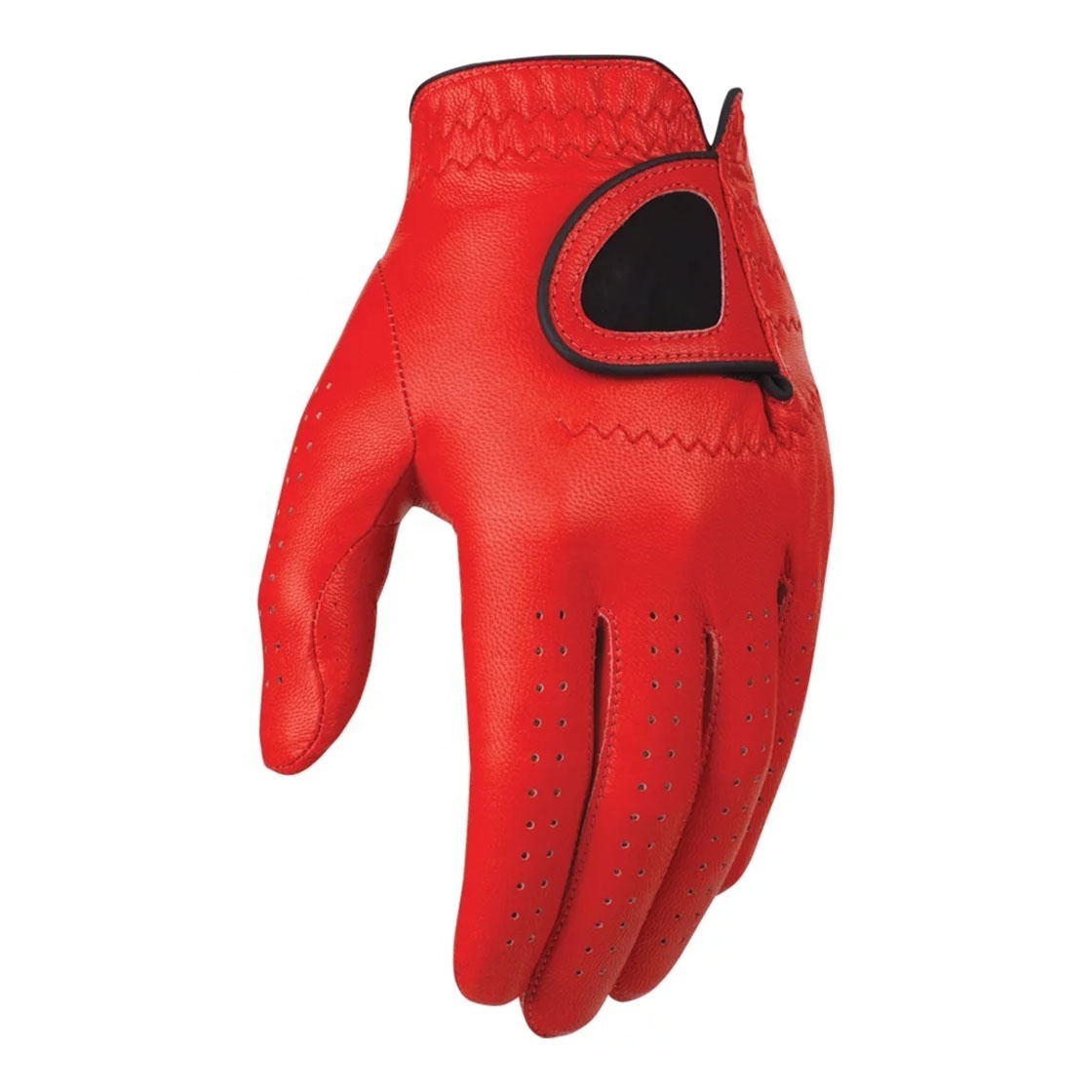 Custom Logo Red Cabretta Leather Anti Slip Soft Breathable Golf Glove with Ball Maker