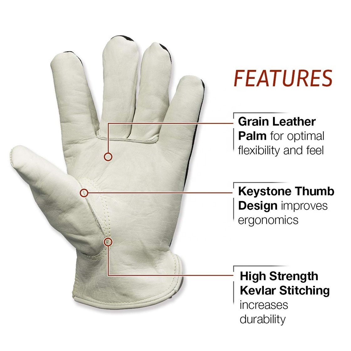 Cut Resistant Cowhide Welding Gloves Affordable support for customized top layer cowhide Safety glove Custom Made