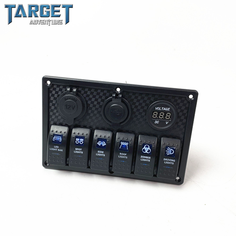 6 gang buttons switch panel for cars Marine yacht ship motorboat fishing boat yacht accessories