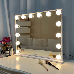 Hollywood Bedroom Table Make up Mirror Lighted Vanity Mirror With 10X Magnet Magnifying Mirror with 14 Dimmable LED Bulbs