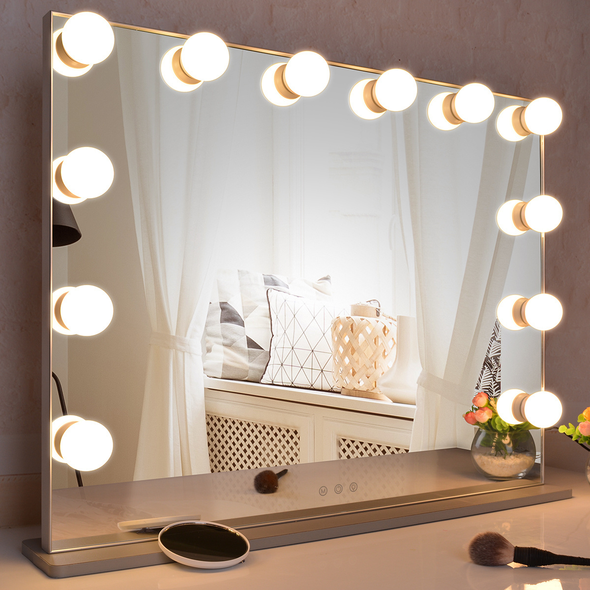 free shipping hollywood vanity makeup table dresser vanity mirror with 12 bulbs 3 Tones Lights dimming