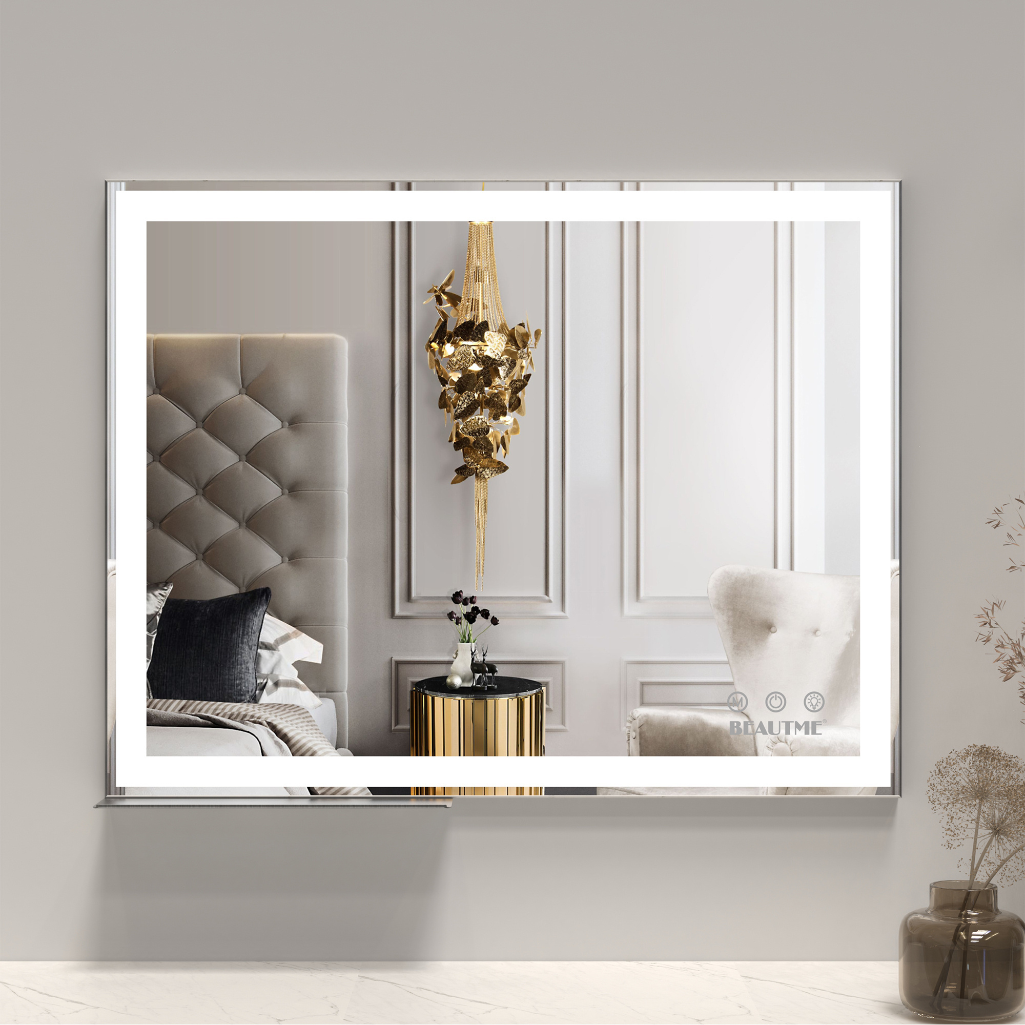 28*36Inch  defogger Wall Mirrors Touch Screen Lighted Vanity Wall Mirror LED Smart Bathroom Mirror with led light