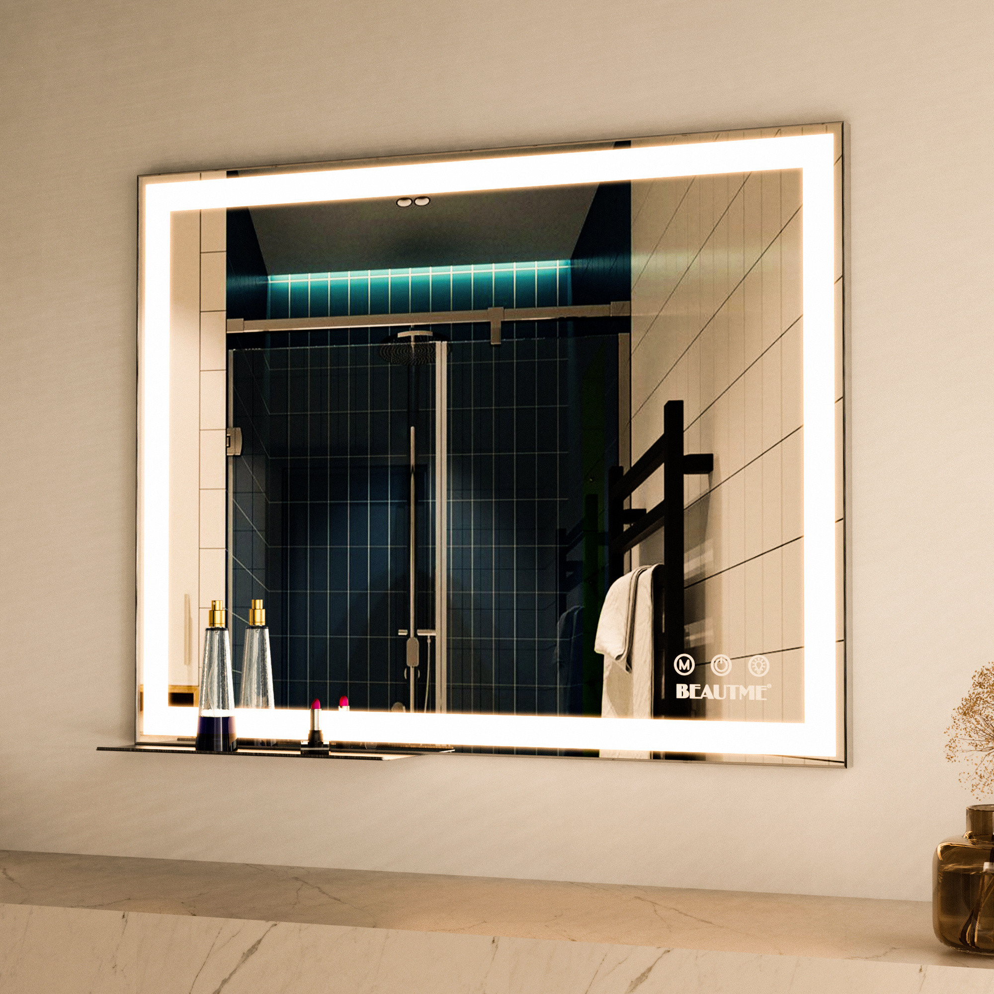 28*36Inch  defogger Wall Mirrors Touch Screen Lighted Vanity Wall Mirror LED Smart Bathroom Mirror with led light