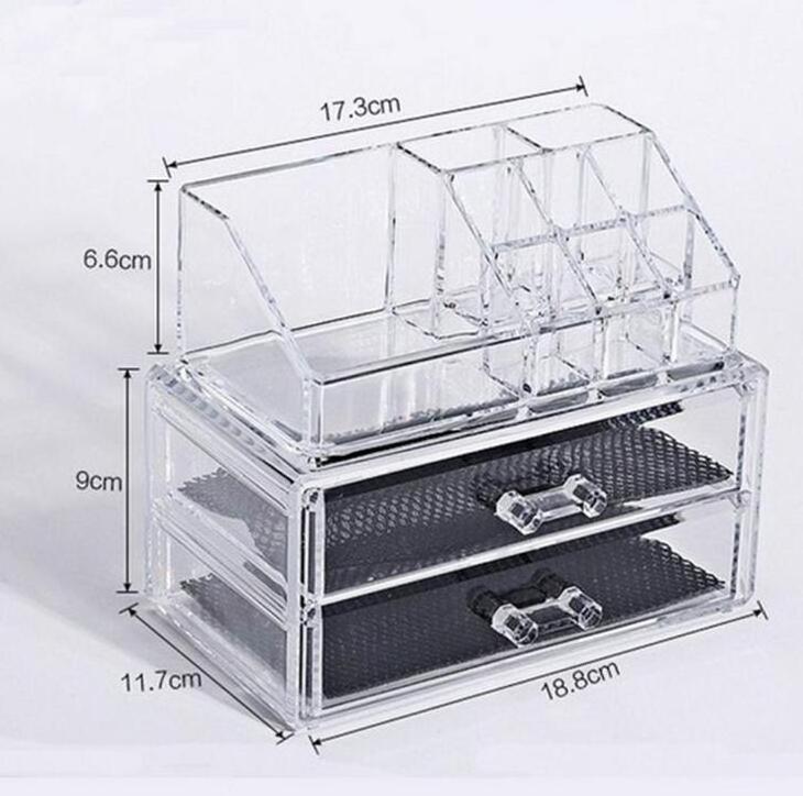 Large Capacity Easy Carry 3 Tier Cosmetic Organizer Holder Case Acrylic Storage Box Makeup Boxes for Bedroom