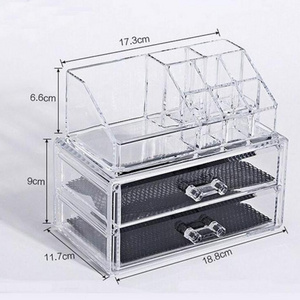 Large Capacity Easy Carry 3 Tier Cosmetic Organizer Holder Case Acrylic Storage Box Makeup Boxes for Bedroom