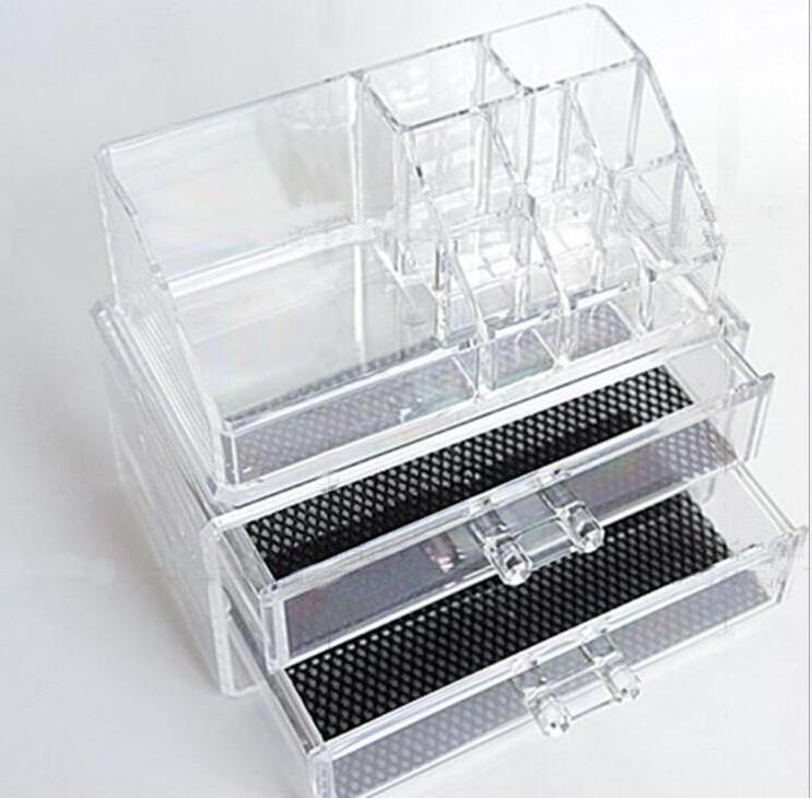 Large Capacity Easy Carry 3 Tier Cosmetic Organizer Holder Case Acrylic Storage Box Makeup Boxes for Bedroom