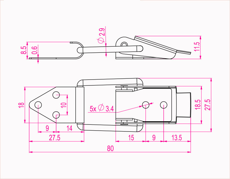 Toolbox Toggle Latch Toggle Draw Latches Metal Claw Catches for Jewelry Box