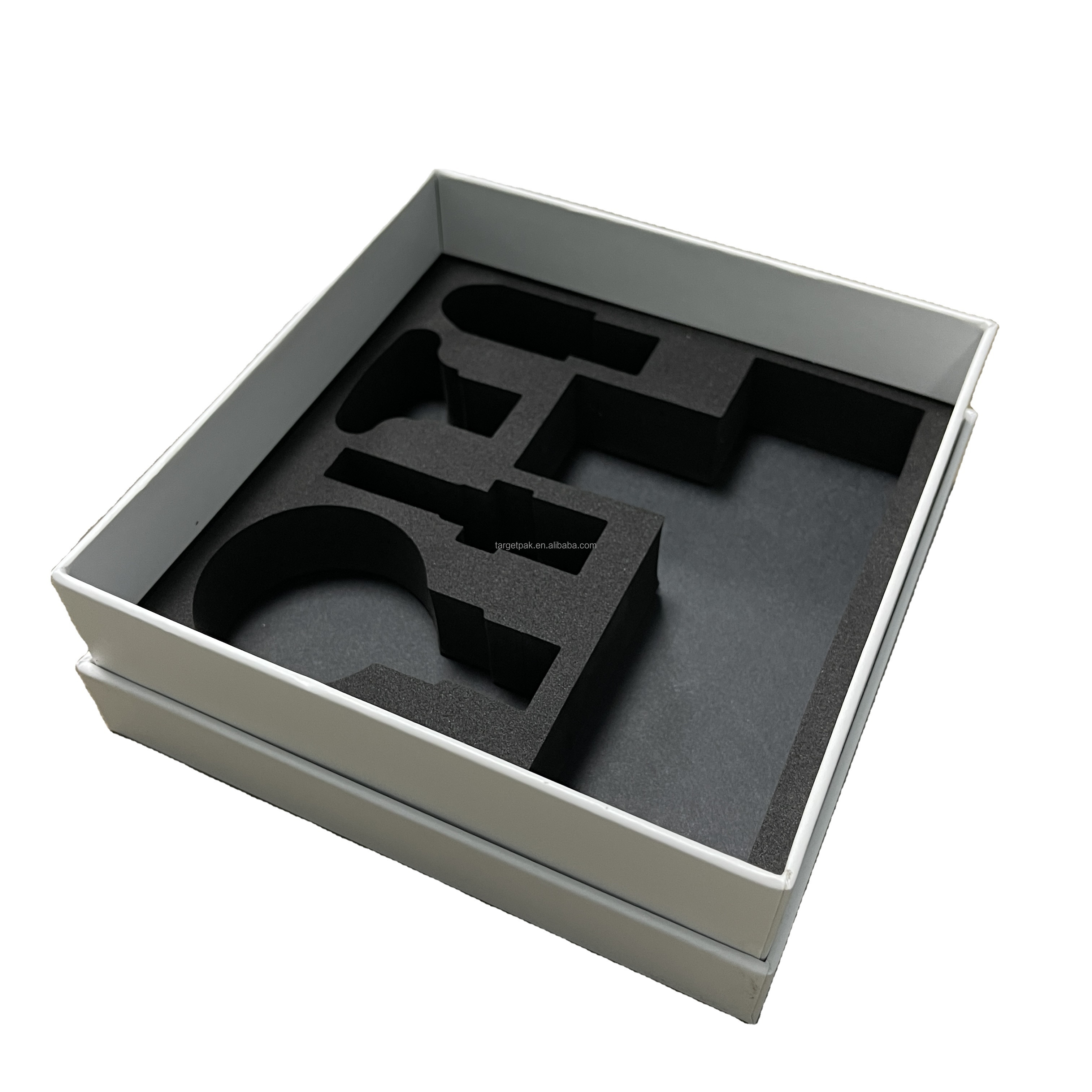 Custom Logo Black Elegant Fascia Gun Packaging Gift Box Electronic Tool Case Cardboard Paper Box With Lid EVA Insert Dividers