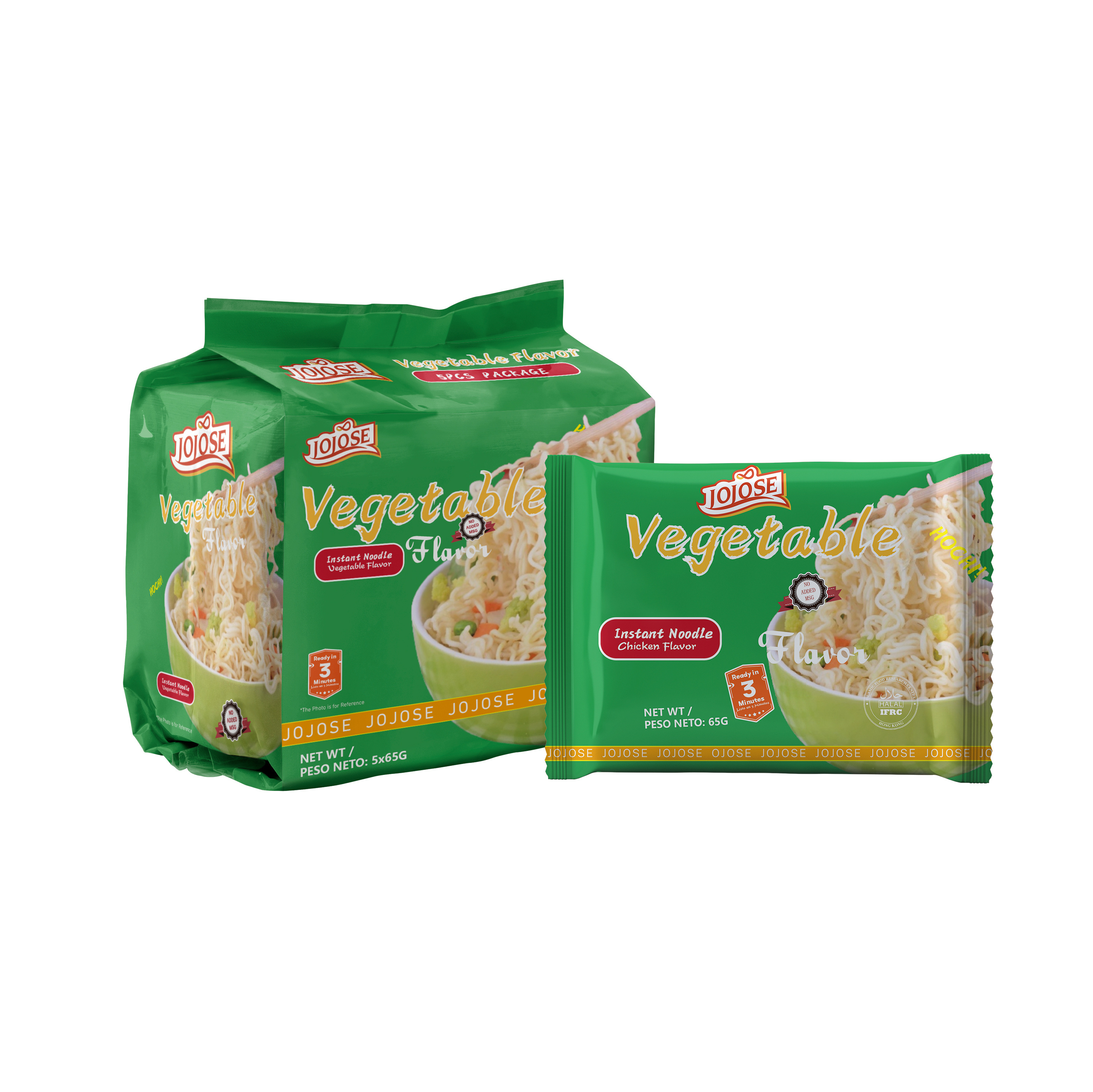 JOJOSE Wholesale Noodles Private Label Bag Low Price Chinese Chicken Beef Manufacturer Halal Ramen Indomi 65g Instant Noodle