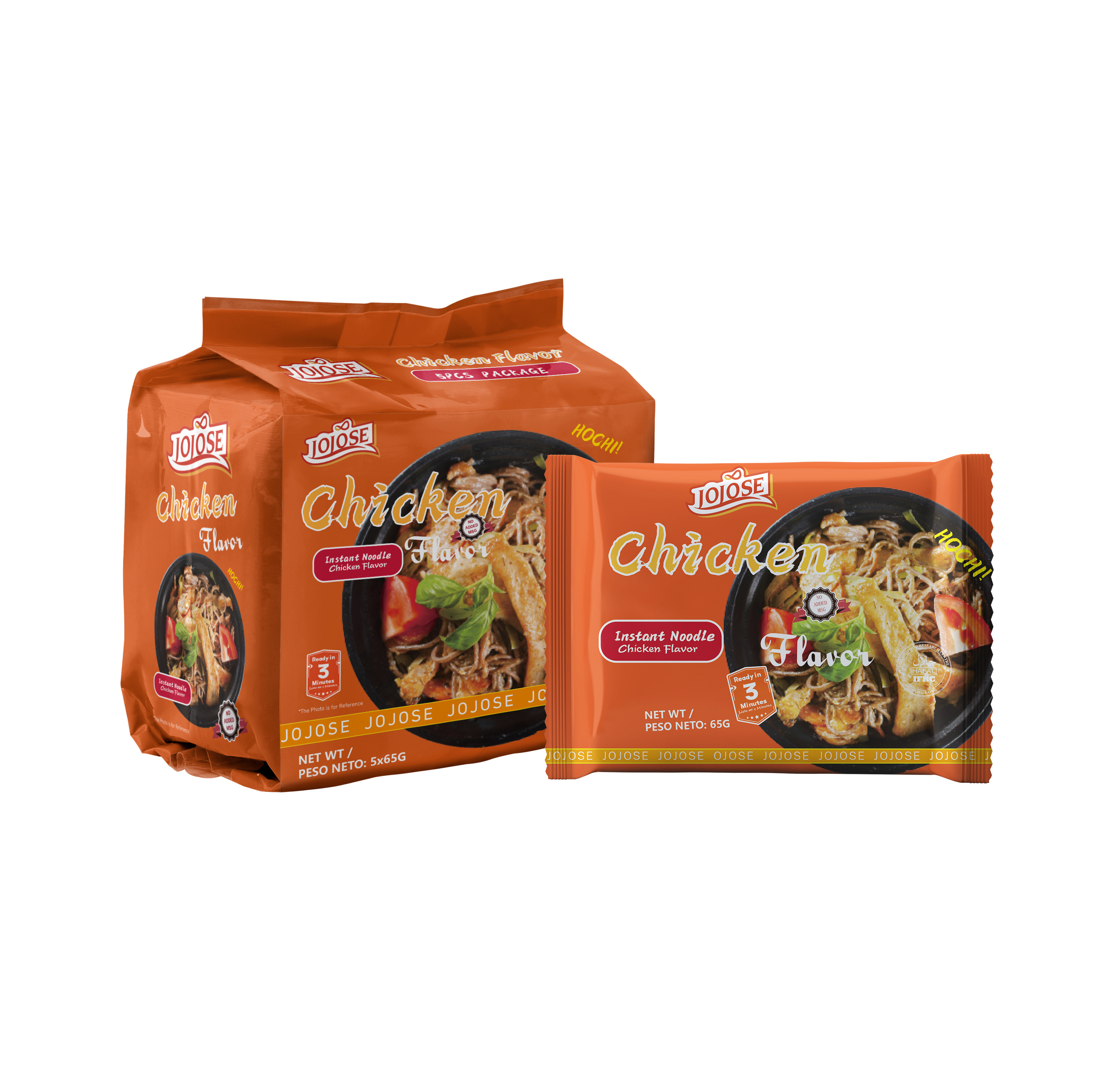 JOJOSE Wholesale Noodles Private Label Bag Low Price Chinese Chicken Beef Manufacturer Halal Ramen Indomi 65g Instant Noodle