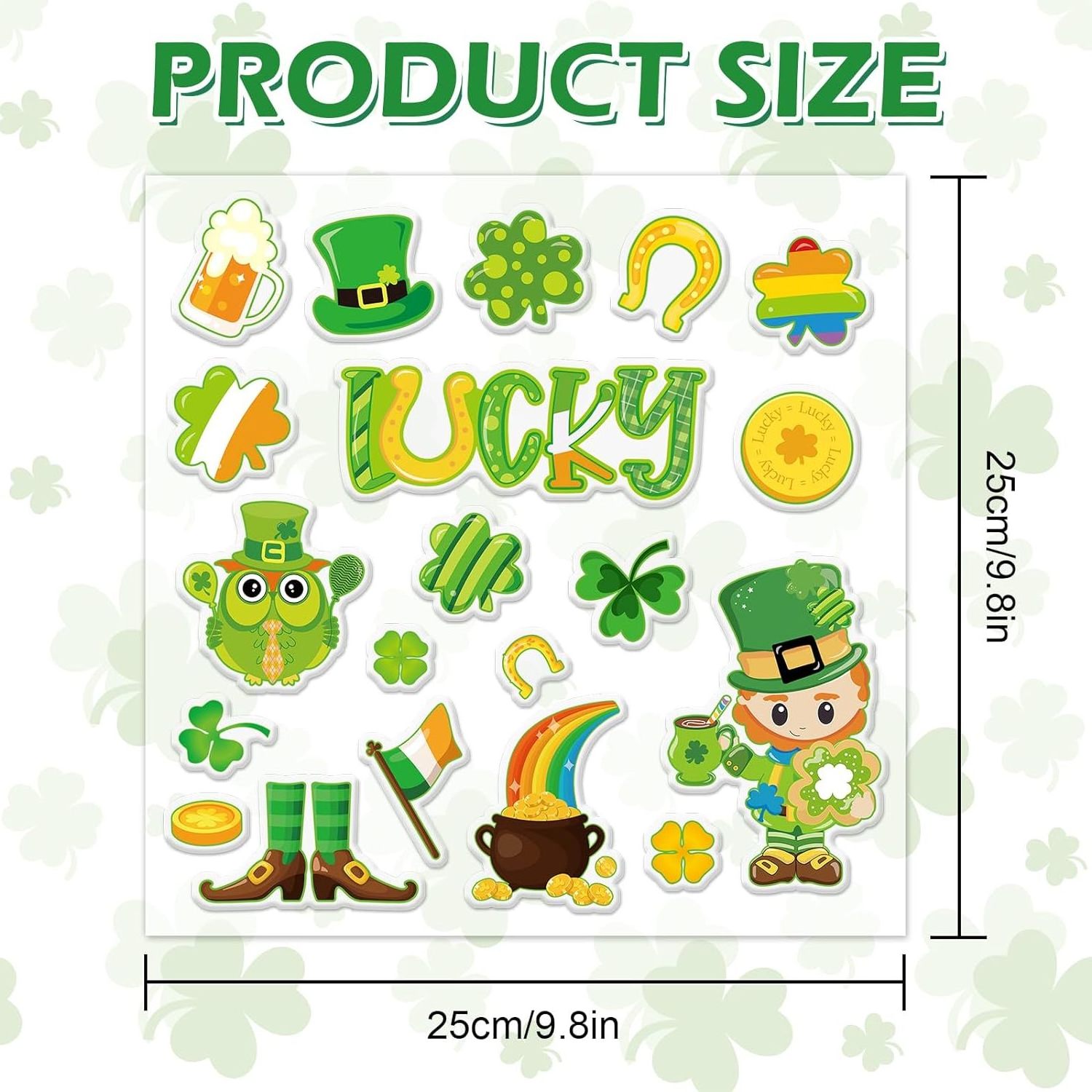 St. Patrick's Day Thick Gel Clings Gel Decals Reusable Irish Holiday Window Clings