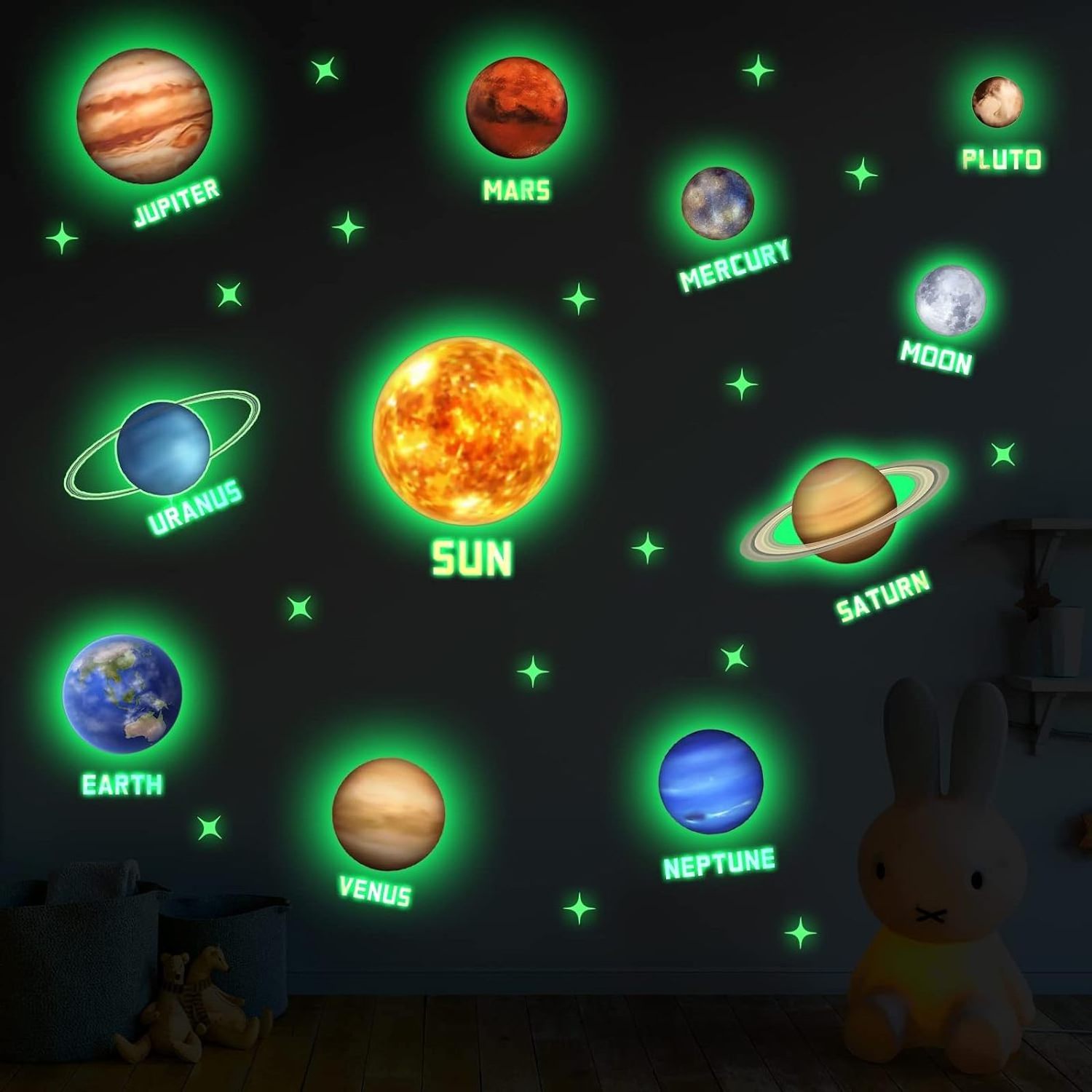 Lasting Glow in The Dark Star Stickers Glow Stickers for Ceiling and Wall Kids Luminous Stickers