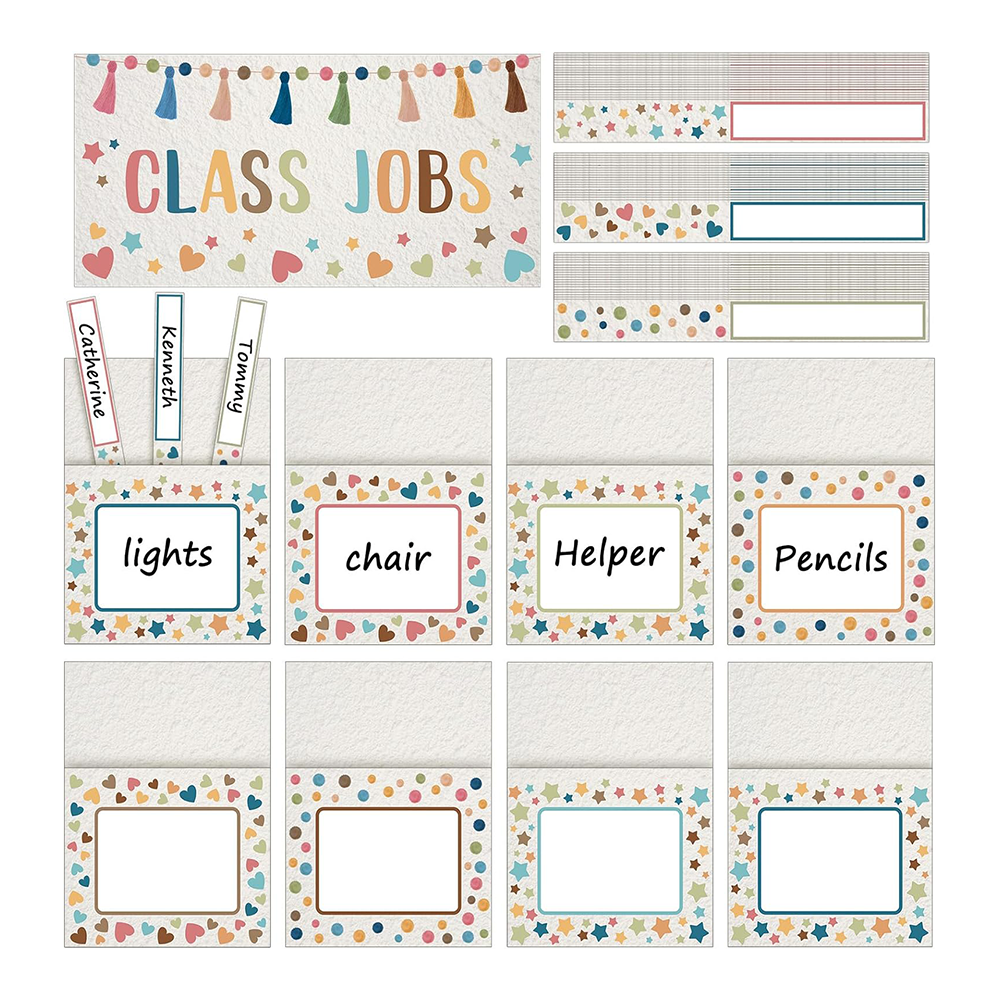 Classroom Decoration Class Jobs Pocket Chart Set Teacher's Helper Chalkboard Decor