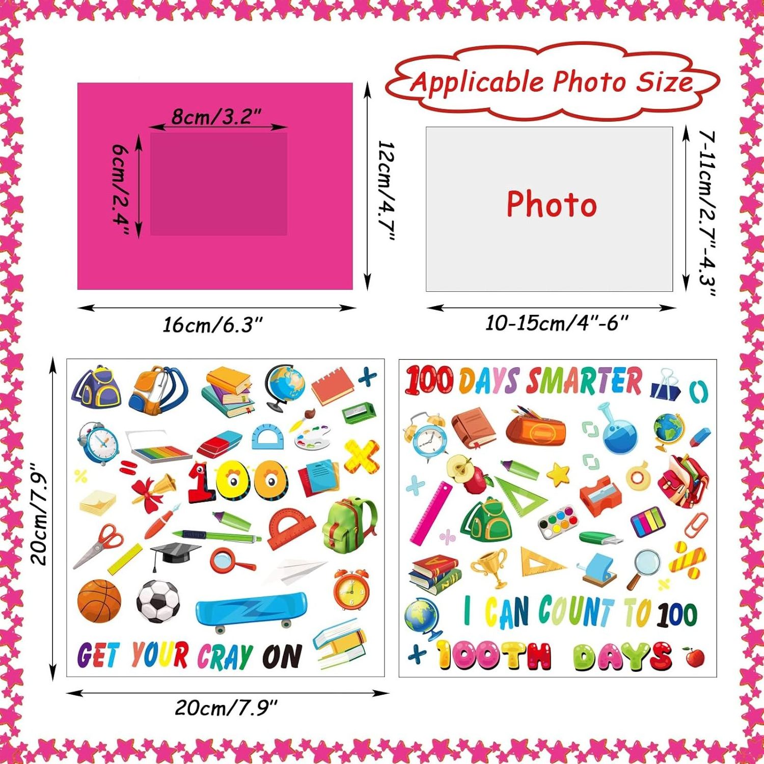 00th Day of School Picture Frame Craft Kits for Kids 100 Days DIY Art Craft School Party Decors Favor Classroom Game Activities