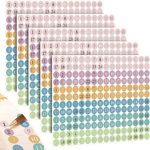 Date Round Dots Stickers Foiled Dates Stickers Small Colorful Number Decorative Calendar Monthly Stickers Journals Notebooks