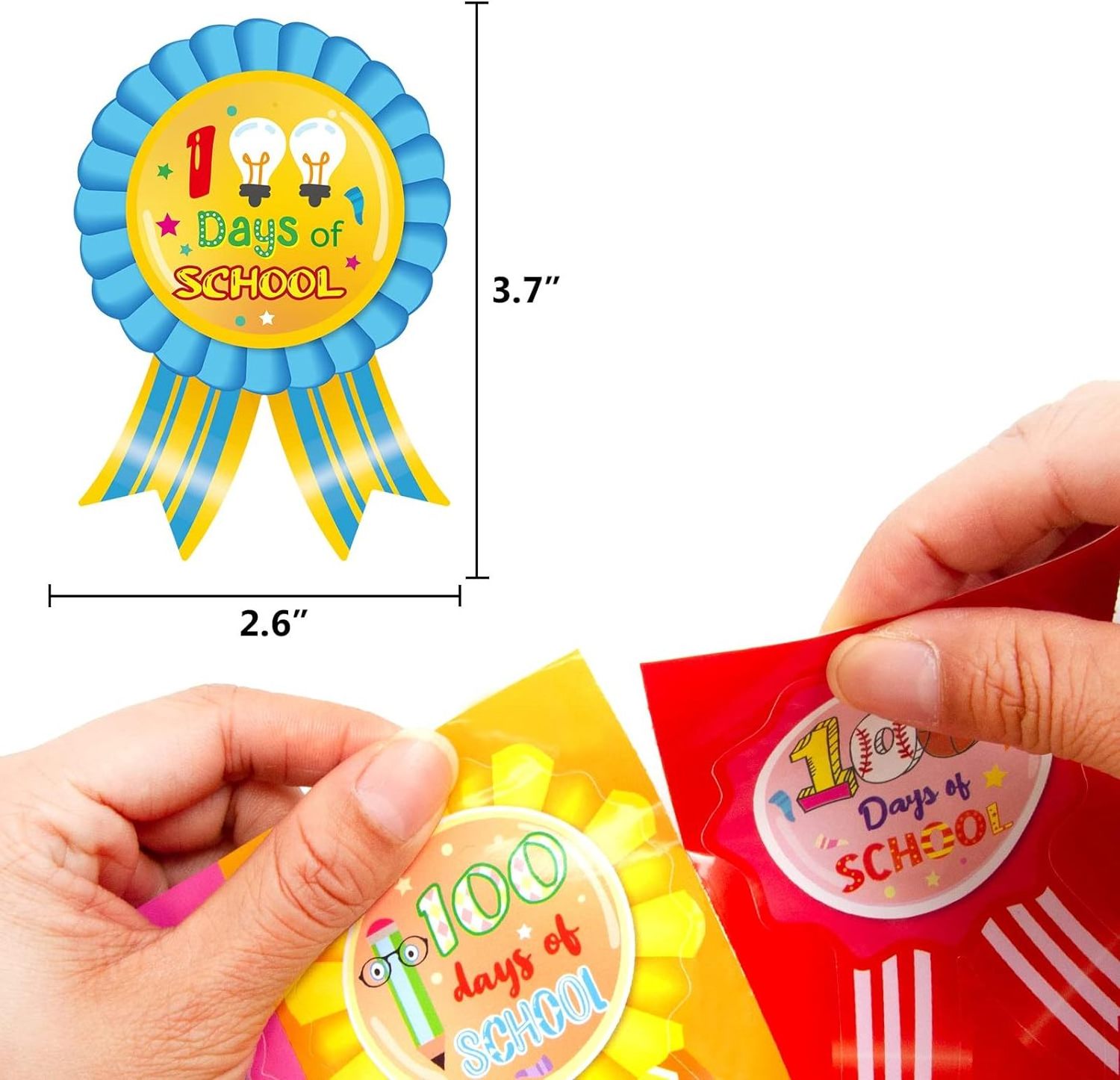 Colorful 100th Days of School Badge Stickers Motivational Reward Sticker Classroom Educational Learning Activities School